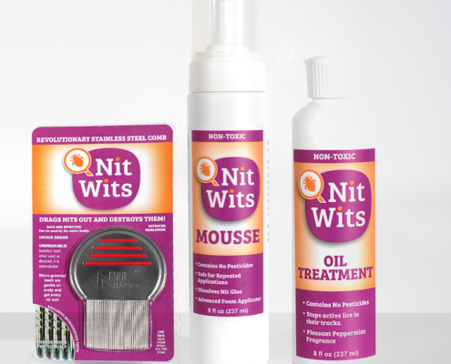 Home Lice Kit - Nit Wits Mousse, oil treatment, and stainless steel comb
