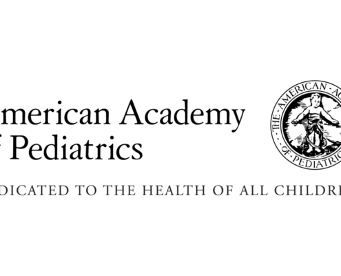 American Academy of Pediatrics Logo horizontal with tagline "Dedicated to the health of all children"
