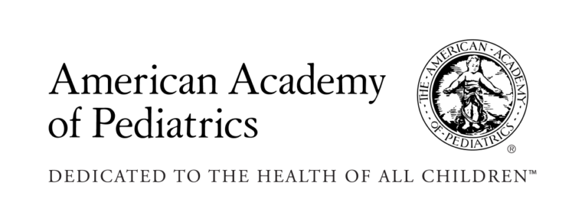 American Academy of Pediatrics Logo horizontal with tagline "Dedicated to the health of all children"